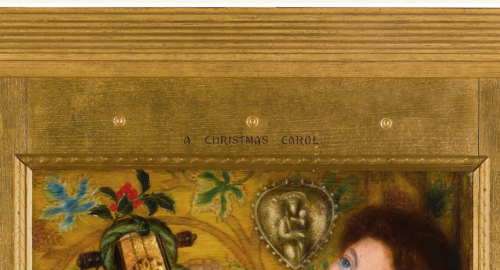 Dante Gabriel Rossetti, A Christmas carol, s. & d. 1867; detail of top rail of frame