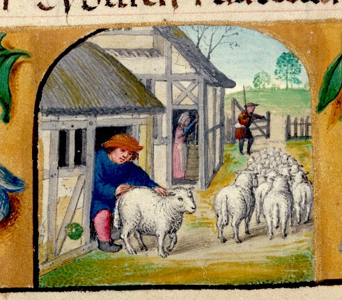 April-sheep. SIMON BENING Bruges vers 1510-25 Enlmin.